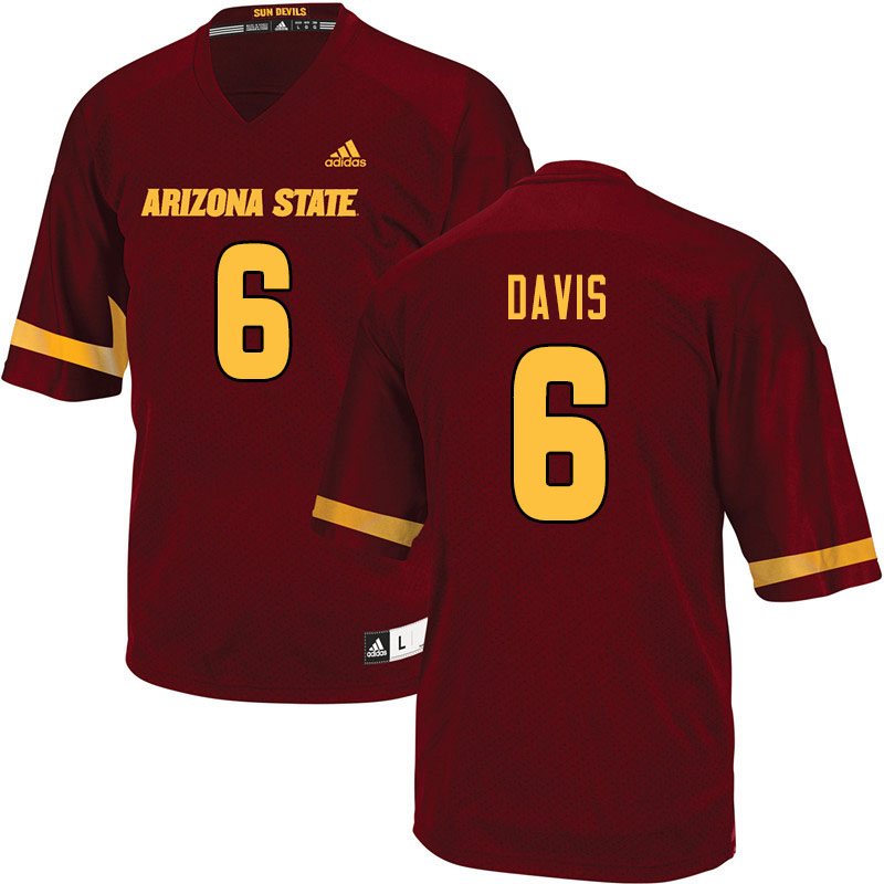 Men #6 Timarcus Davis Arizona State Sun Devils College Football Jerseys Sale-Maroon - Click Image to Close